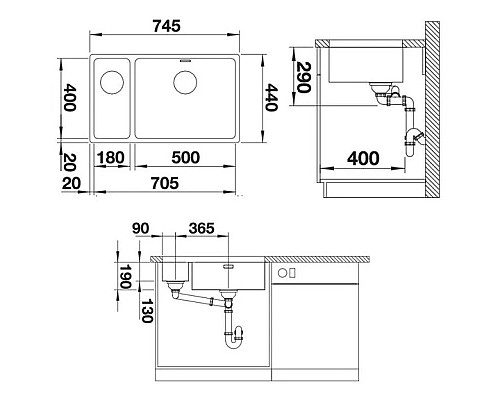 Приобрести Кухонная мойка Blanco Andano 500/180-U InFino зеркальная полированная сталь 522989 в магазине сантехники Santeh-Crystal.ru