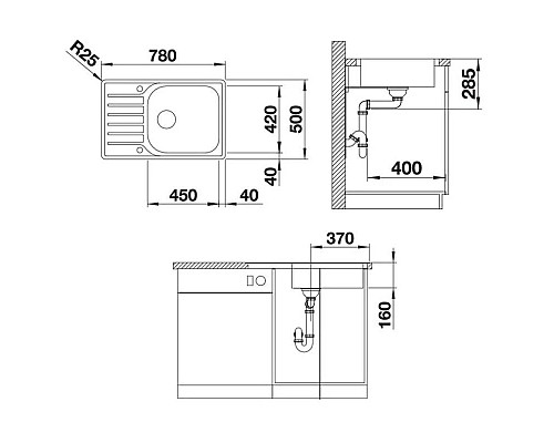 Купить Кухонная мойка Blanco Lantos XL 6S-IF полированная сталь 523140 в магазине сантехники Santeh-Crystal.ru