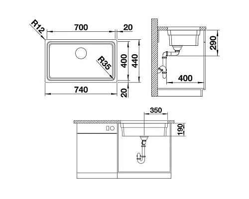 Заказать Кухонная мойка Blanco Etagon 700-U InFino зеркальная полированная сталь 524270 в магазине сантехники Santeh-Crystal.ru