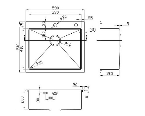 Приобрести Кухонная мойка Zorg Inox RX-5951 в магазине сантехники Santeh-Crystal.ru