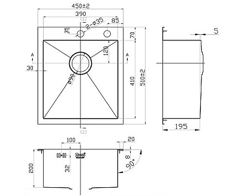 Приобрести Кухонная мойка Zorg Inox X-4551 в магазине сантехники Santeh-Crystal.ru