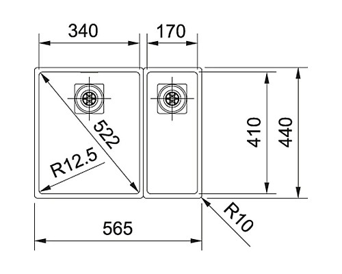 Приобрести Кухонная мойка Franke Centinox CMX 160-34/17 полированная сталь 122.0294.777 в магазине сантехники Santeh-Crystal.ru