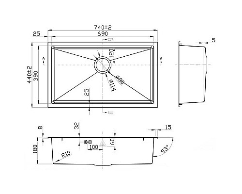 Заказать Кухонная мойка Zorg Steel Hammer R JULOS SH R 7444 в магазине сантехники Santeh-Crystal.ru