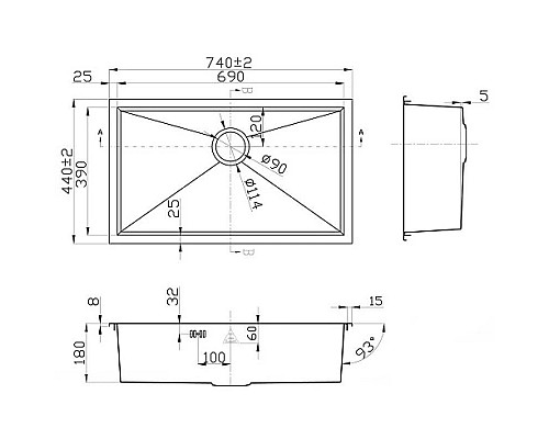 Заказать Кухонная мойка Zorg Steel Hammer X OLENTIA SH X 7444 в магазине сантехники Santeh-Crystal.ru