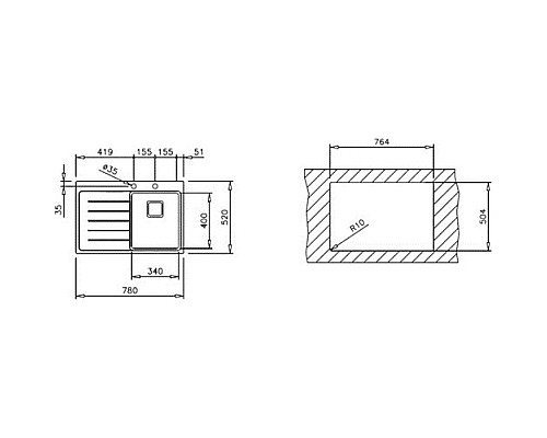 Купить Кухонная мойка Teka Zenit RS15 1B 1D L 78 полированная сталь 115100009 в магазине сантехники Santeh-Crystal.ru