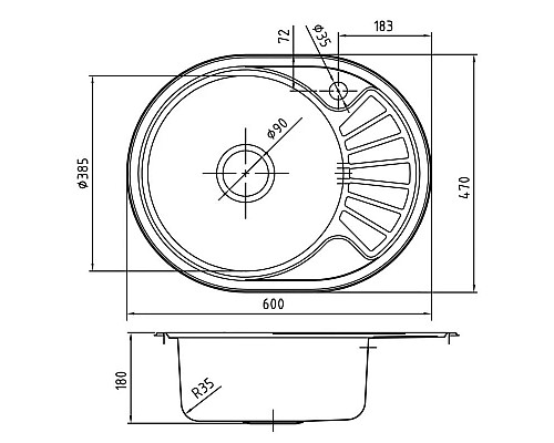 Заказать Кухонная мойка полированная сталь IDDIS Suno SUN60PLi77 в магазине сантехники Santeh-Crystal.ru