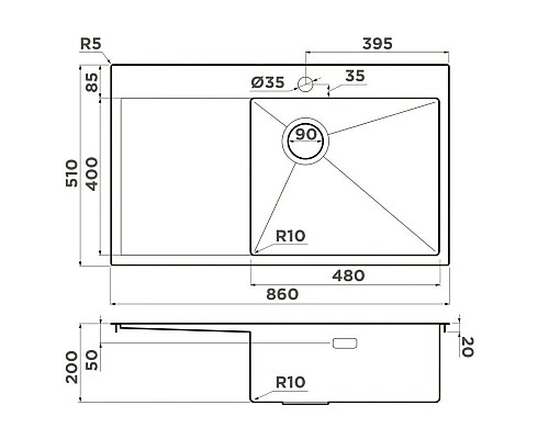 Приобрести Кухонная мойка Omoikiri Akisame 86-LG-R Side светлое золото 4997046 в магазине сантехники Santeh-Crystal.ru