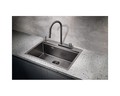 Заказать Кухонная мойка Milacio Denia 68 вороненая сталь MC.77419 в магазине сантехники Santeh-Crystal.ru