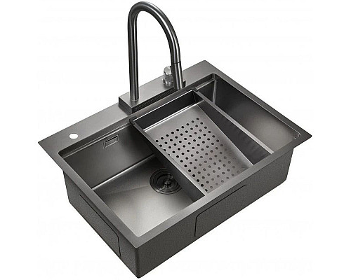 Заказать Кухонная мойка Milacio Denia 68 вороненая сталь MC.77419 в магазине сантехники Santeh-Crystal.ru