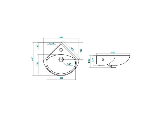 Заказать Раковина угловая Ирис 36 Santek 1.WH11.0.514 в магазине сантехники Santeh-Crystal.ru