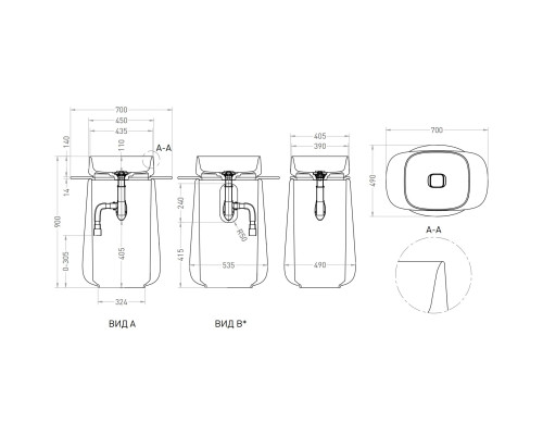 Раковина Salini S-Sense Oriente Totem 1303101M 70x49 см, напольная, белый матовый