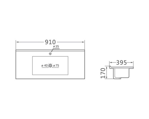 Раковина Vincea VBS-13990S1 91x39,5 см, накладная, белый