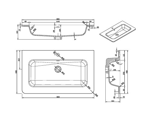 Раковина Vincea VCB-1A800W 80x48 см, накладная, белый