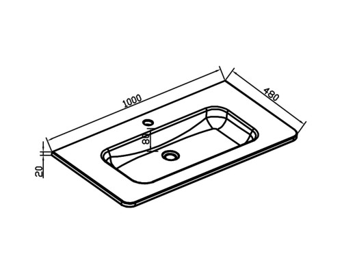 Раковина Vincea VCB-1RA100B 100x48 см, накладная, черный