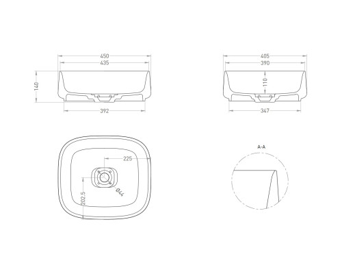 Раковина-чаша Salini S-Sense Oriente Bowl 1109102GF 45x40,5 см, накладная, покраска по RAL глянец полностью