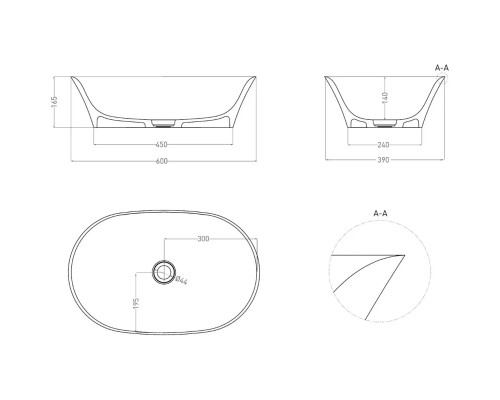 Раковина-чаша Salini S-Sense Mona 110811GF 60x39 см, накладная, покраска по RAL глянец полностью