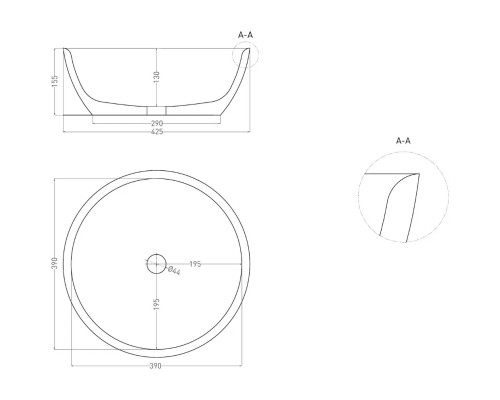 Раковина-чаша Salini S-Sense Alda 02 1102110GF 42,5x42,5 см, накладная, покраска по RAL глянец полностью