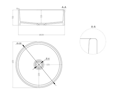 Раковина-чаша Salini S-Stone Armonia 02 130112SMF 45x45 см, накладная, покраска по RAL матовый полностью