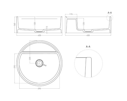 Раковина-чаша Salini S-Stone Armonia Top 02 130126MF 45x45 см, накладная, покраска по RAL матовый полностью