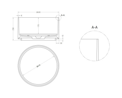 Раковина-чаша Salini S-Sense Armonia Round 02 130412GF 45x45 см, накладная, покраска по RAL глянец полностью