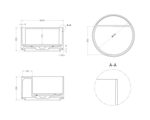 Раковина-чаша Salini S-Stone Armonia Round Top 02 130422TM 45x45 см, накладная, белый матовый