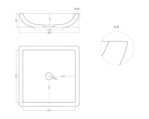 Раковина-чаша Salini S-Sense Callista 04 1101108GF 38x38 см, накладная, покраска по RAL глянец полностью