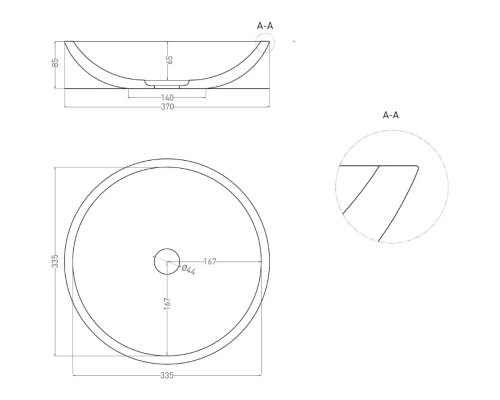 Раковина-чаша Salini S-Sense Callista 05 1101105GF 37x37 см, накладная, покраска по RAL глянец полностью