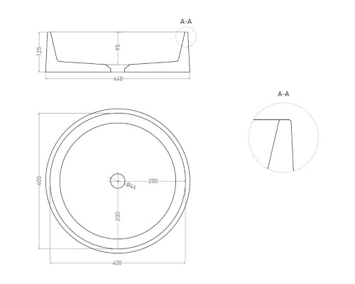 Раковина-чаша Salini S-Stone Gloria 01 1102201MF 44x44 см, накладная, покраска по RAL матовый полностью