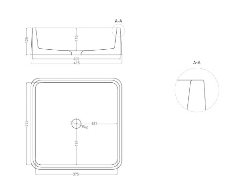 Раковина-чаша Salini S-Stone Gloria 02 1102202MF 41,5x41,5 см, накладная, покраска по RAL матовый полностью
