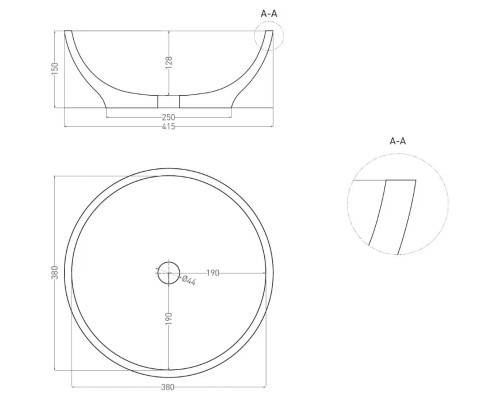 Раковина-чаша Salini S-Stone Gloria 03 1102203MF 41,5x41,5 см, накладная, покраска по RAL матовый полностью