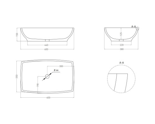 Раковина-чаша Salini S-Sense Gloria 04 1102104GF 60x38 см, накладная, покраска по RAL глянец полностью