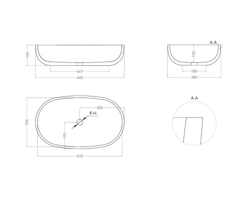 Раковина-чаша Salini S-Stone Gloria 05 1102205MF 64x38,5 см, накладная, покраска по RAL матовый полностью