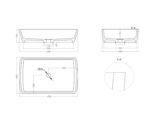 Раковина-чаша Salini S-Stone Gloria 11 1102212MF 65x40 см, накладная, покраска по RAL матовый полностью