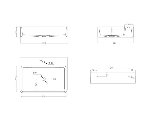 Раковина-чаша Salini S-Sense Ottavia 1103101GF 59,5x44,5 см, накладная, подвесная, покраска по RAL глянец полностью