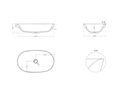 Раковина Salini S-Sense Marea 01 1802101GF 64,5x38,7 см, встраиваемая сверху, покраска по RAL глянец полностью