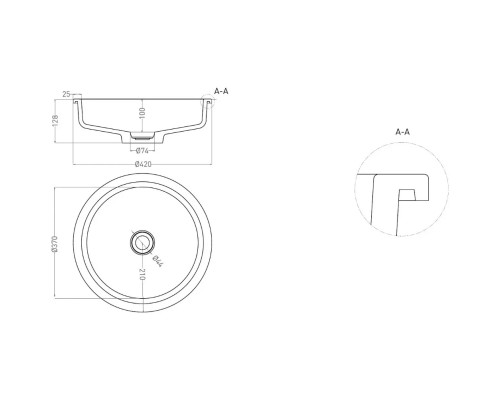 Раковина Salini S-Stone Marea 04 1802204MF 42x42 см, встраиваемая снизу, покраска по RAL матовый полностью