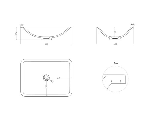 Раковина Salini S-Sense Marea 06 1802106GF 55x40 см, встраиваемая снизу, покраска по RAL глянец полностью