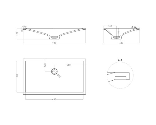 Раковина Salini S-Stone Marea 13 1802213MF 70x40 см, встраиваемая снизу, покраска по RAL матовый полностью