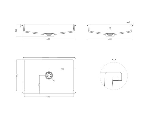 Раковина Salini S-Stone Marea 12 1802214MF 60x40 см, встраиваемая снизу, покраска по RAL матовый полностью
