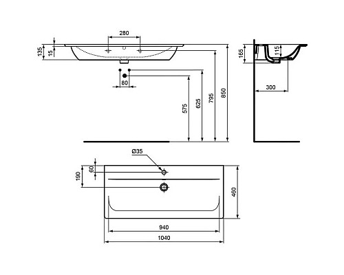 Заказать Раковина 104 см Ideal Standard Connect Air E027401 в магазине сантехники Santeh-Crystal.ru