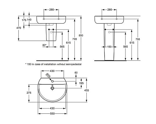 Приобрести Раковина 55 см Ideal Standard Connect Sphere E786401 в магазине сантехники Santeh-Crystal.ru