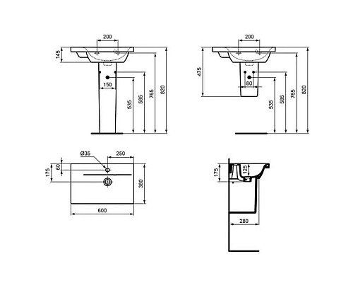 Приобрести Раковина 60 см Ideal Standard Connect Space E136501 в магазине сантехники Santeh-Crystal.ru