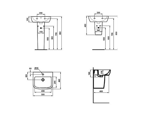 Купить Раковина 50 см Ideal Standard Tempo T056601 в магазине сантехники Santeh-Crystal.ru