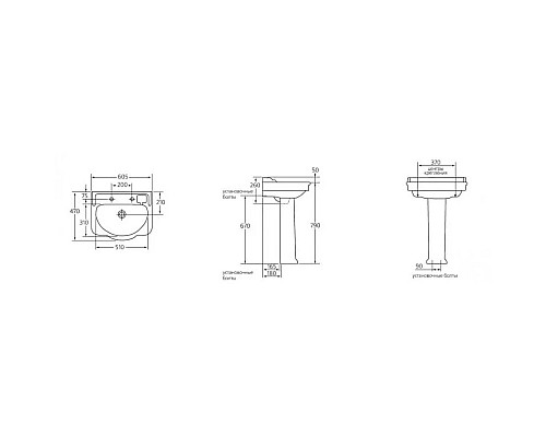 Приобрести Раковина 61 см Ideal Standard Reflections W412101 в магазине сантехники Santeh-Crystal.ru