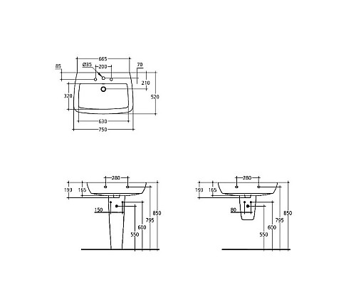 Заказать Раковина 75 см Ideal Standard Ventuno T043401 в магазине сантехники Santeh-Crystal.ru