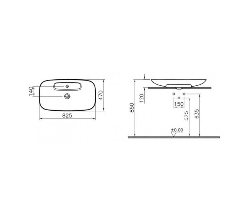 Купить Раковина-чаша 82,5 см белый Vitra Memoria 5882B403-00041 в магазине сантехники Santeh-Crystal.ru