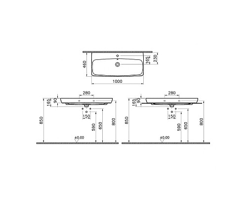 Купить Раковина 100 см Vitra Metropole 5664B003-0001 в магазине сантехники Santeh-Crystal.ru