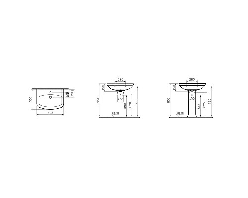 Купить Раковина 69,5 см Vitra Serenada 4218B003-0001 в магазине сантехники Santeh-Crystal.ru