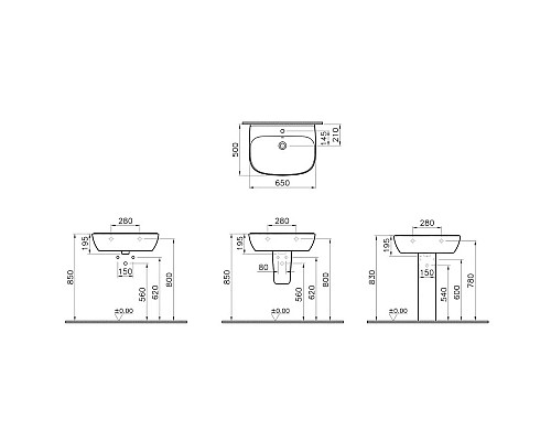 Заказать Раковина 65 см Vitra Zentrum 5634B003-0001 в магазине сантехники Santeh-Crystal.ru