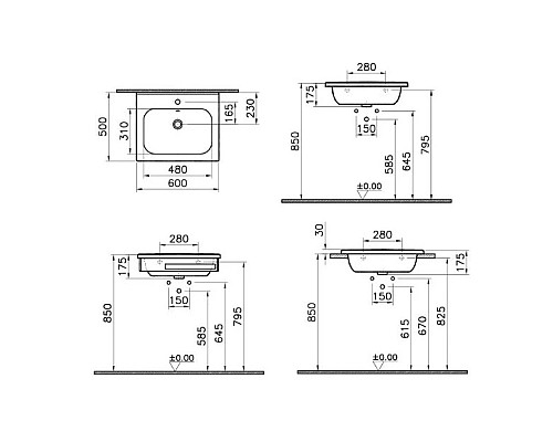 Купить Раковина 60 см Vitra D-Light 5918B003-0001 в магазине сантехники Santeh-Crystal.ru